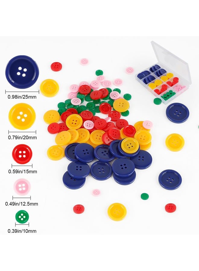 AULLUA Premium Color Sewing Buttons, 100PCS Round Resin Button, 4 Holes Craft Button, Handmade Sewing Button, Sizes 40L/32L/24L/20L/16L, for Garment DIY Art Crafts Projects Decoration (Non-Dyed Buttons) - Image 2