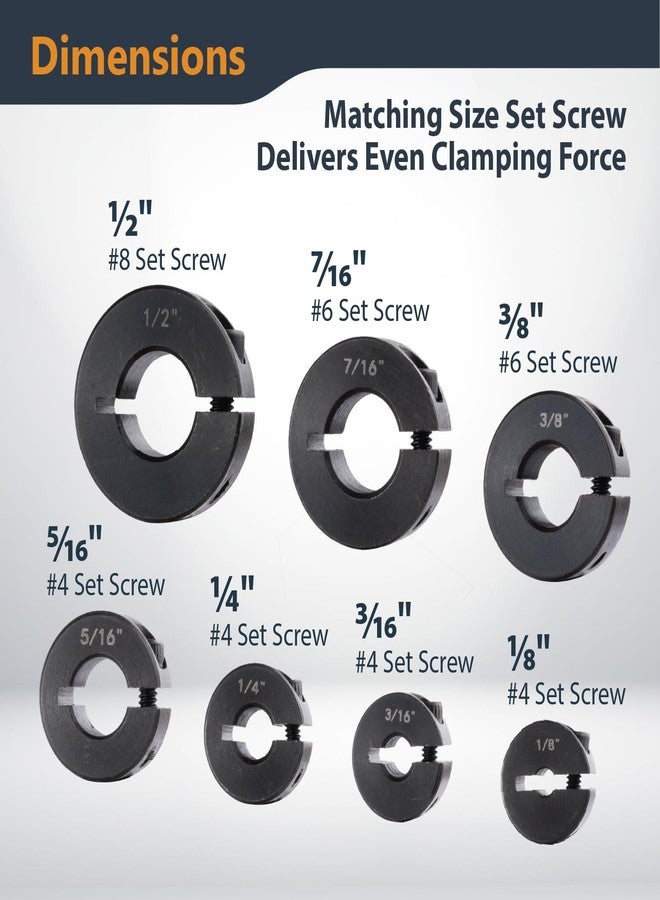 باورتيك طقم طوق إيقاف لقمة المثقاب من باورتيك، مكون من 7 قطع، مع مفتاح ألين، وعلامات قياس النظام الإمبراطوري - 1/8 بوصة، 3/16 بوصة، 1/4 بوصة، 5/16 بوصة، 3/8 بوصة، 7/16 بوصة، 1/2 بوصة (71491) - Image 2
