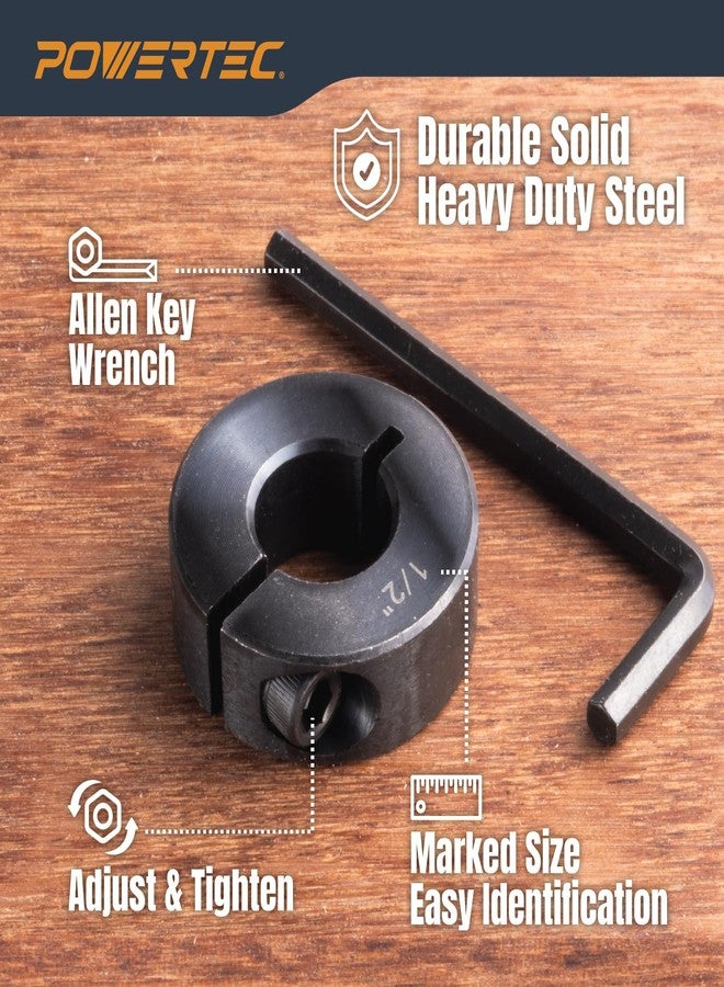 باورتيك طقم طوق إيقاف لقمة المثقاب من باورتيك، مكون من 7 قطع، مع مفتاح ألين، وعلامات قياس النظام الإمبراطوري - 1/8 بوصة، 3/16 بوصة، 1/4 بوصة، 5/16 بوصة، 3/8 بوصة، 7/16 بوصة، 1/2 بوصة (71491) - Image 4