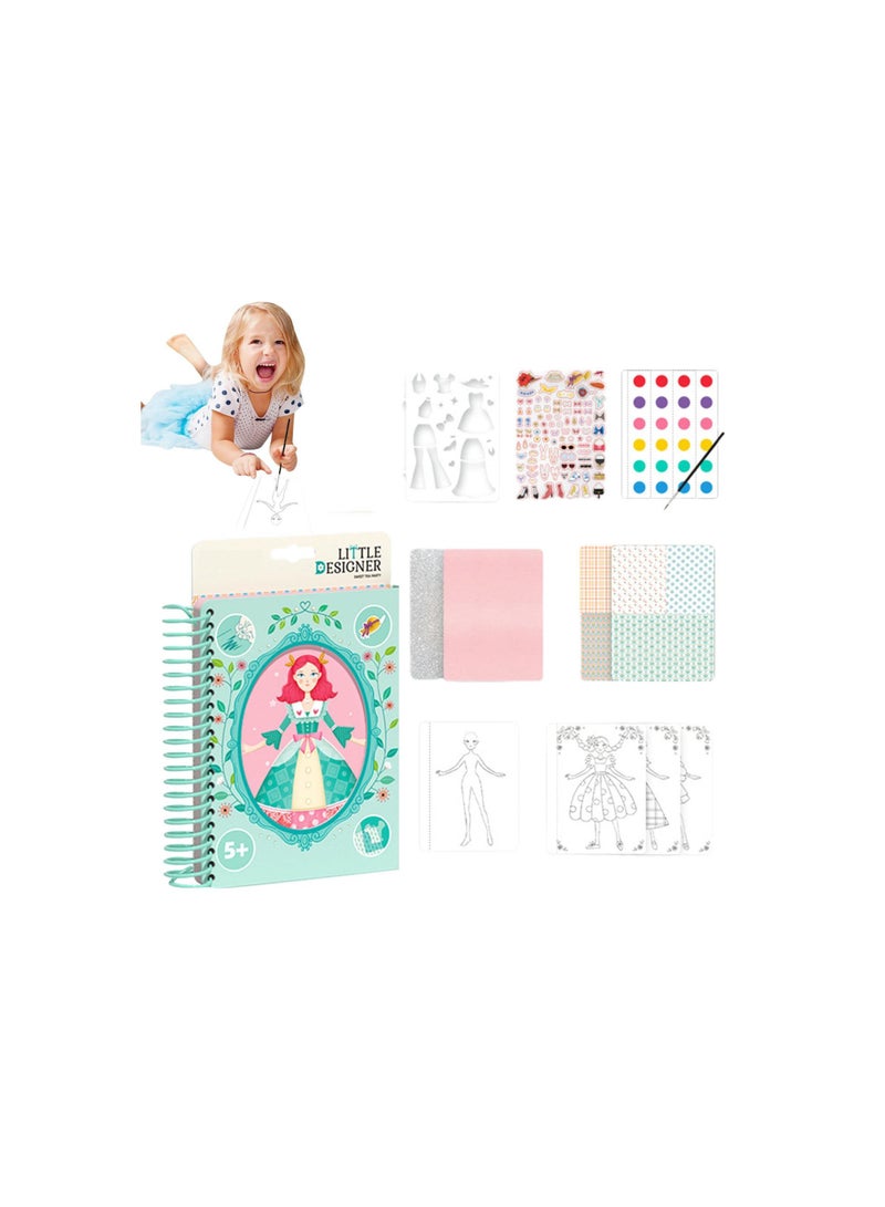 SOLARAE Watercolor Doodle Coloring Book for Toddlers, Reusable Sticker Book with Cartoon DIY Puzzles, Fun Early Education Stickers for Kids, Perfect Gift for Creative Learning and Play. - Image 1