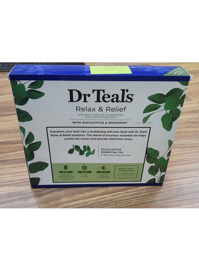 Dr Teal's Dr Teal's Relax & Relief Eucalyptus & Spearmint Epsom Salt 11oz & Foaming Bath Oil, Body Wash 3oz & Body Lotion 1oz Set  - Image 2