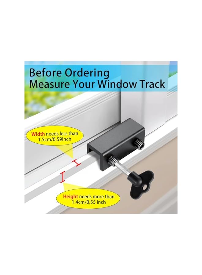 The Bros Sliding Window Locks with Key, Sliding Security Window Locks, Adjustable Sliding Door Window Locks, Security Window Lock for Patio, Bedroom, Home and Office Windows (Black 4 Sets)  - Image 3