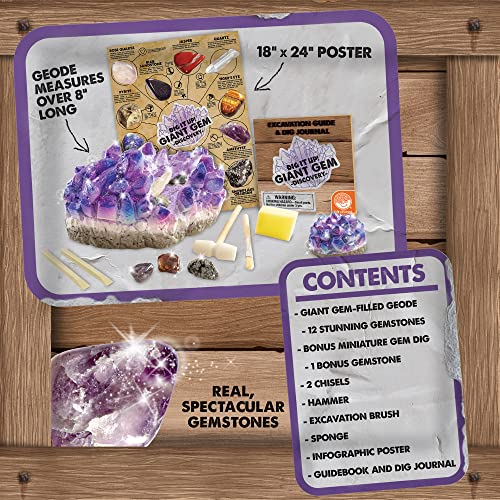 MindWare Dig It Up Giant Gem Discovery Kit Gemstone Dig Kit Offers Geology for Kids with 12 Real Polished Hidden Gemstones Includes 1 Giant Gem Chiseling Tools Gemstone Poster Ages 4 - Image 5