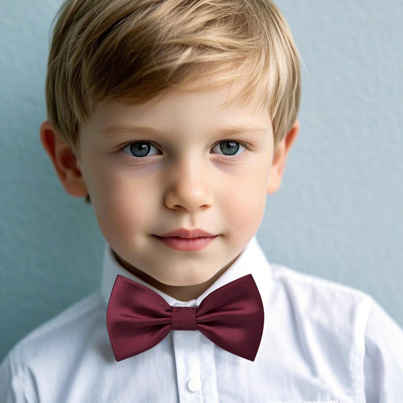 Branduce Burgundy Bow Ties for Boys Pre Tied Toddler Bow Tie Adjustable Wine Red Kids Bowties for Wedding Party (BB12-01) - Image 2