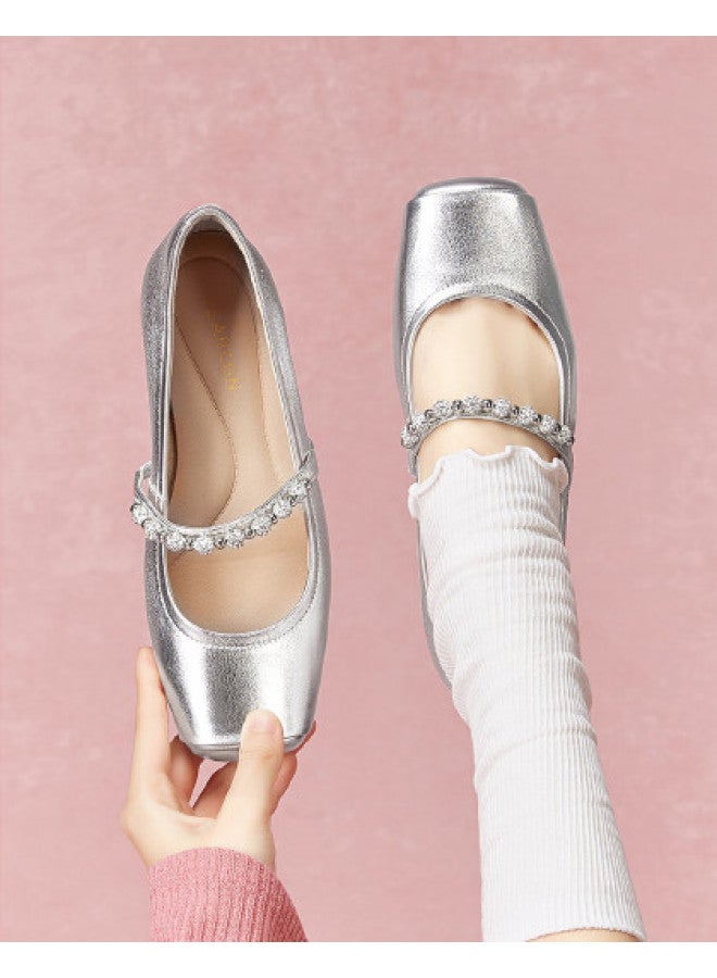 YEARCON Genuine Leather】2025 Spring/autumn New Versatile Business Commute Women's Flats, Casual Lightweight Mary Jane Shoes - Image 1