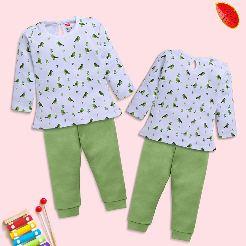 LuvLap Girls Cotton F/S Top & Pyjama Set - Multicolour, 3-6 Months - Image 2