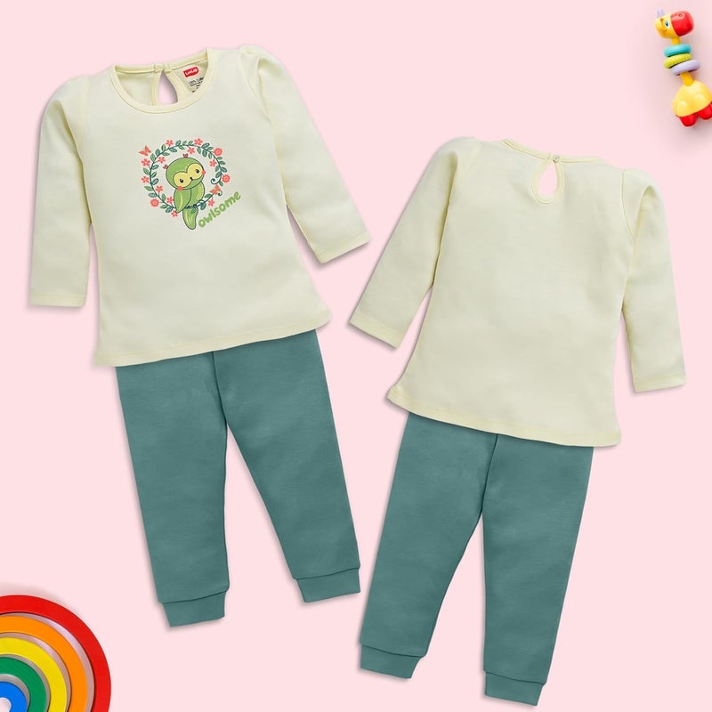 LuvLap Girls Cotton F/S Top & Pyjama Set - Multicolour, 3-6 Months - Image 4