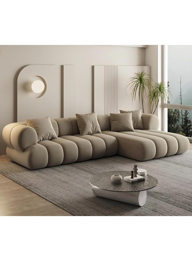 Poppins HOME Modern Z Corner L-Shape Luxury Sofa Set â€“ Modular Sectional with Plush Upholstery and Contemporary Design (BROWN, 3 SEATER) - Image 2