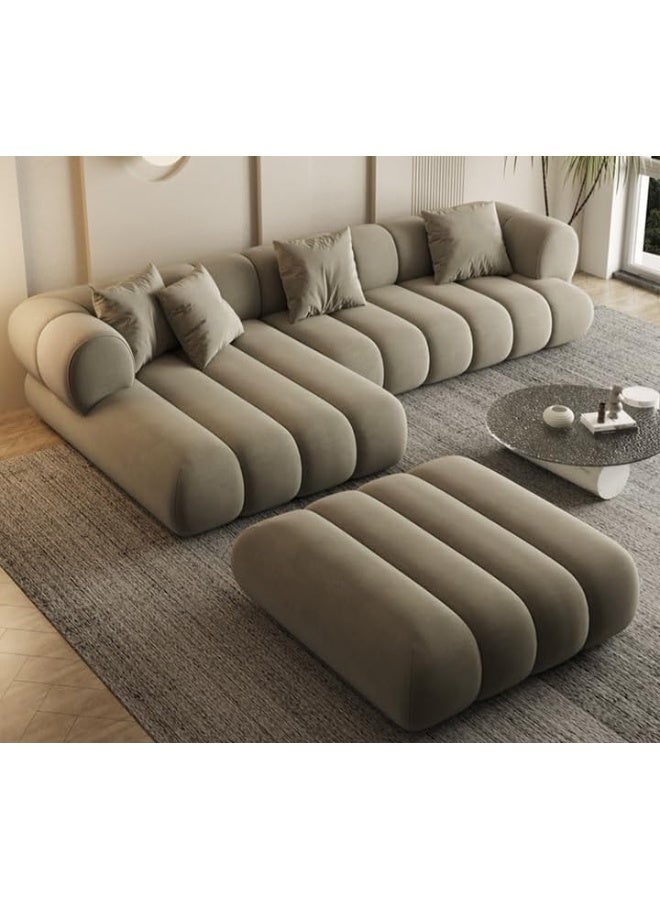 Poppins HOME Modern Z Corner L-Shape Luxury Sofa Set â€“ Modular Sectional with Plush Upholstery and Contemporary Design (BROWN, 3 SEATER) - Image 1