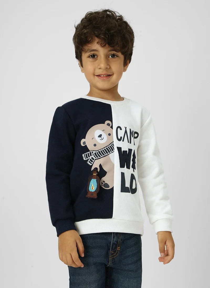 Nautinati Boys Colourblocked Chest Print Sweatshirt