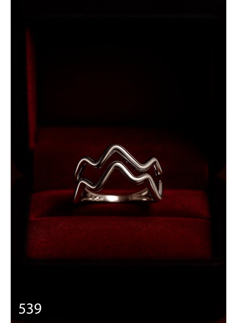 ثري دايموندز خاتم فضي برج الدلو – هدية أنيقة للنساء مطلي بالبلاتين والروديوم، مجوهرات الأبراج - Image 1