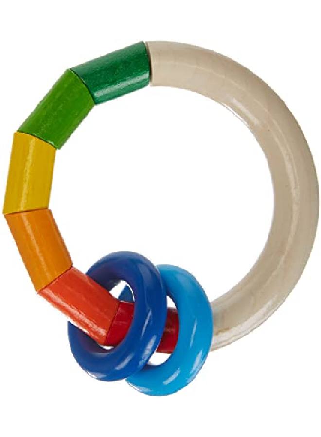 HABA Kringelring Wooden Clutching Toy Rattle With Plastic Rings (Made In Germany) - Image 1