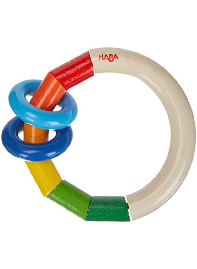 HABA Kringelring Wooden Clutching Toy Rattle With Plastic Rings (Made In Germany) - Image 2