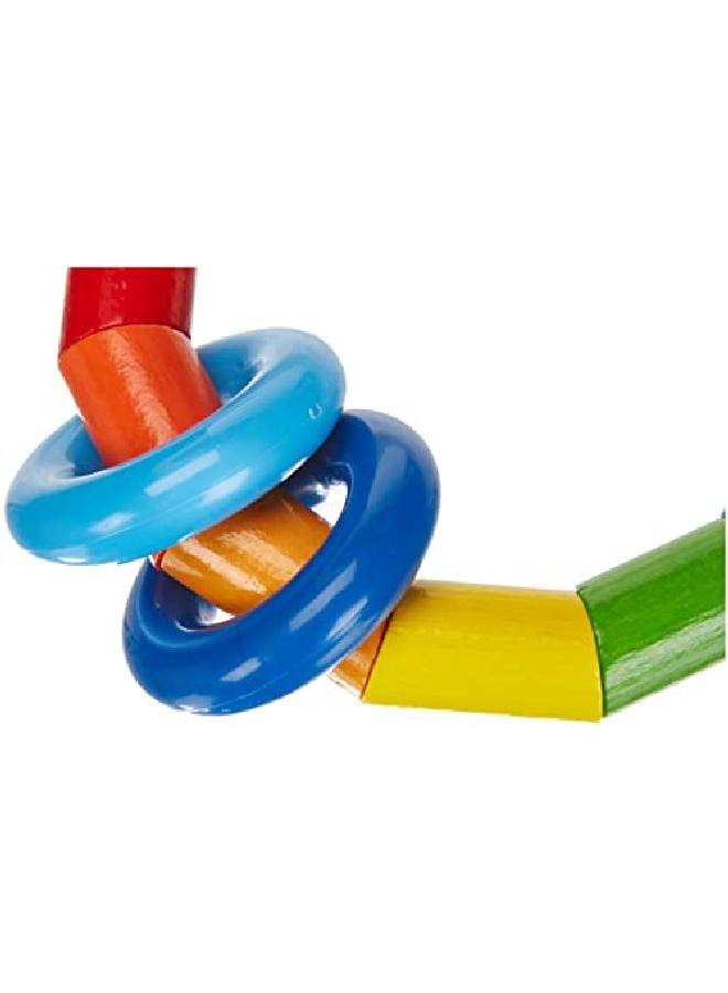 HABA Kringelring Wooden Clutching Toy Rattle With Plastic Rings (Made In Germany) - Image 3