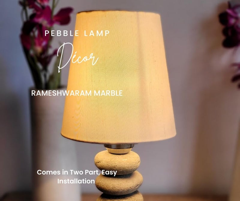 RM مصباح ضوء زخرفي من حجر الرخام 9 بوصة - مصباح حجر متوازن من راميشفارام - هدايا لعرض الزينة في المنزل - حرفيات حجرية من الرخام - حامل شموع من الحجر - Image 4