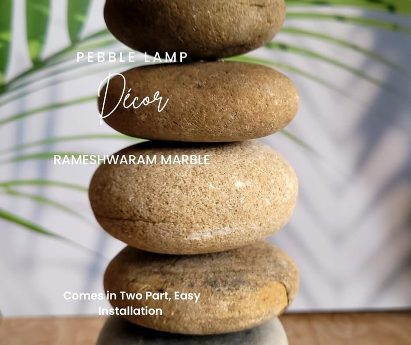 RM مصباح ضوء زخرفي من حجر الرخام 9 بوصة - مصباح حجر متوازن من راميشفارام - هدايا لعرض الزينة في المنزل - حرفيات حجرية من الرخام - حامل شموع من الحجر - Image 3