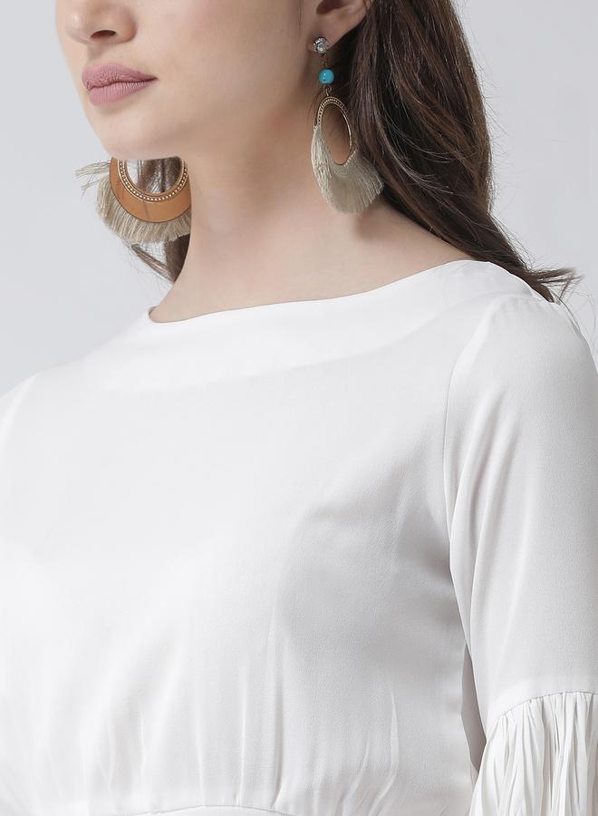 كاجوالي بلوزة بأكمام أسقفية مطوية بتفاصيل ربط - Image 5