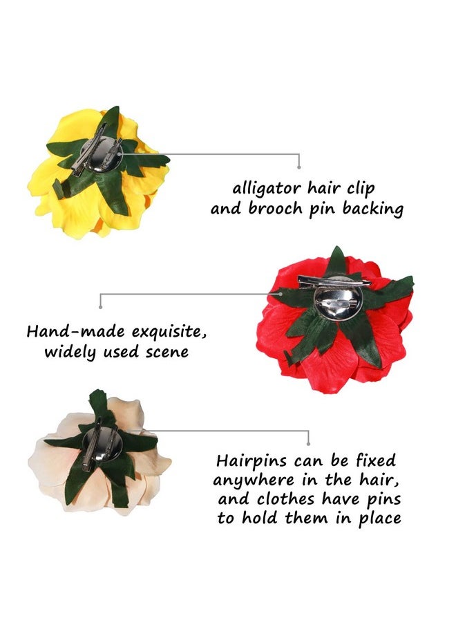 Ever Fairy - Ver Fairy Rose Flower Hair Clip Flamenco Dancer Pin Up Flower Brooch (5 Pack Pink + Tangerine Pink + Rose + Light Orange + Red) - Image 1