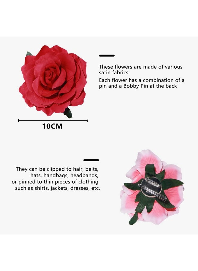 Ever Fairy - Ver Fairy Rose Flower Hair Clip Flamenco Dancer Pin Up Flower Brooch (5 Pack Pink + Tangerine Pink + Rose + Light Orange + Red) - Image 1