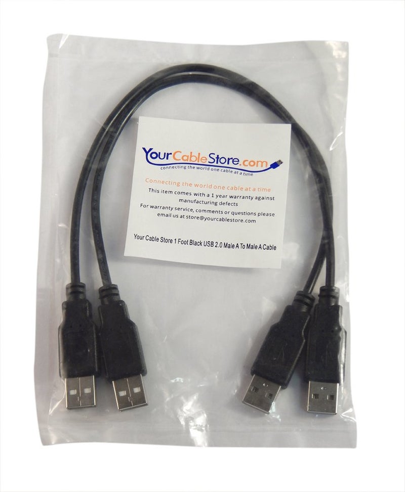 Your Cable Store Black USB 2.0 High Speed Male A to Male A Cable (01 Ft 2 Pack) - Image 2