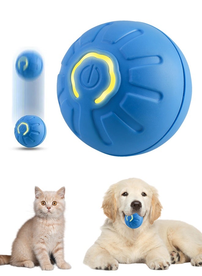 مكمهينغ بوب لعبة كرة للكلاب، كرة تفاعلية للكلاب، كرة متحركة أوتوماتيكية، قابلة لإعادة الشحن عبر USB، كرة للكلاب متدحرجة أوتوماتيكيًا، كرات لعب للقطط والكلاب والحيوانات الأليفة داخل المنزل، لون أزرق - Image 1