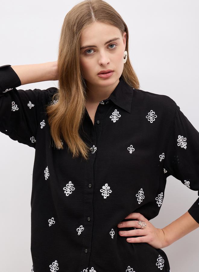 Styli Shiffli Long sleeve Shirt and Wide Leg Pants Co-Ords  - Image 4