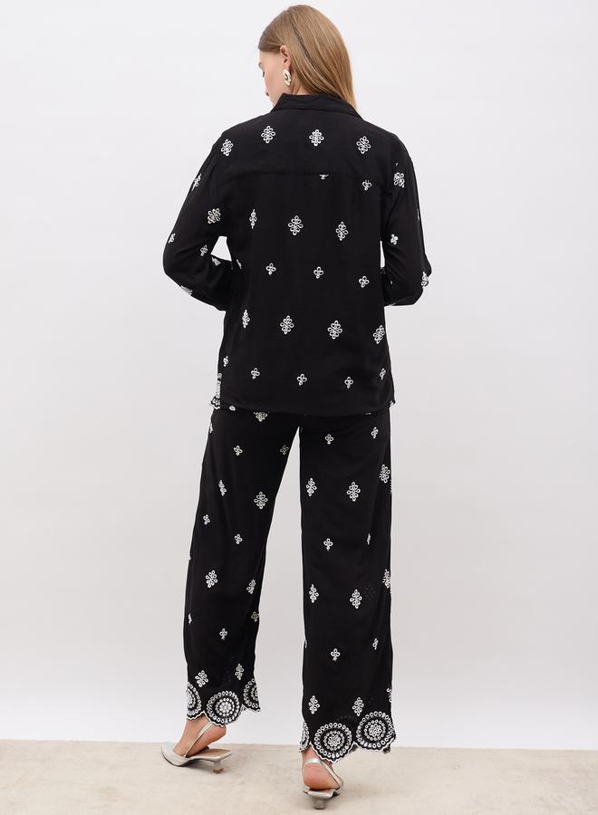 Styli Shiffli Long sleeve Shirt and Wide Leg Pants Co-Ords  - Image 5