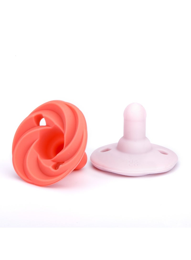 Doddle & Co. Baby Pacifier, Natural Shape, 100% Silicone - Holland Pop Pacifier (0-3m) - Blush/Peach - Image 1