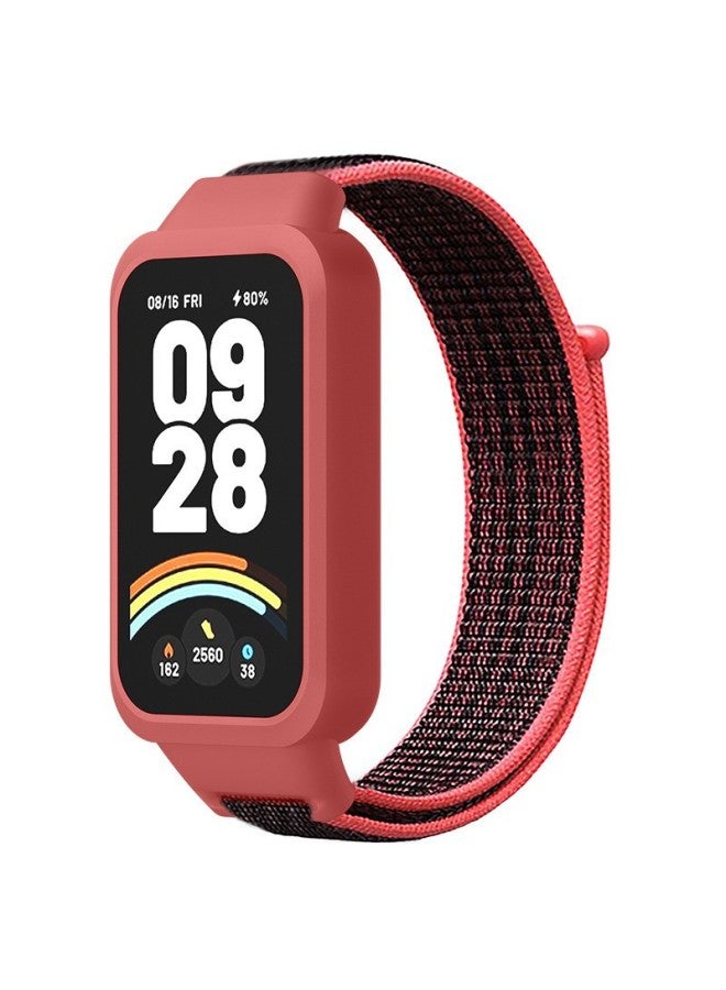 For Redmi Bracelet 3 Strap Redmi Band3 Strap Xiaomi 9Active Nylon Loop Strap-Color:Red And Black-Specifications:Redmi Bracelet 3/xiaomi 9active  - Image 1