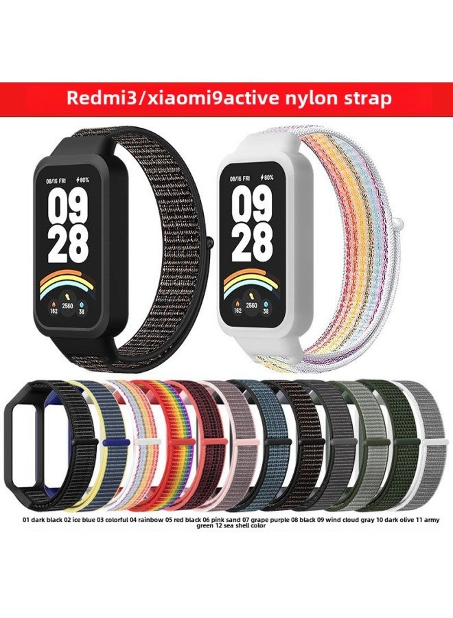 For Redmi Bracelet 3 Strap Redmi Band3 Strap Xiaomi 9Active Nylon Loop Strap-Color:Red And Black-Specifications:Redmi Bracelet 3/xiaomi 9active  - Image 2