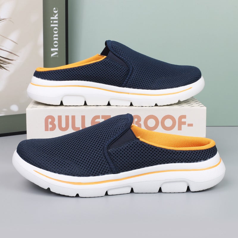 Plus Size Casual Shoes Women'S Shoes Half-Support Single-Layer Shoes Men'S Flat Slip-On Mesh Sandals With No Heel - Image 3
