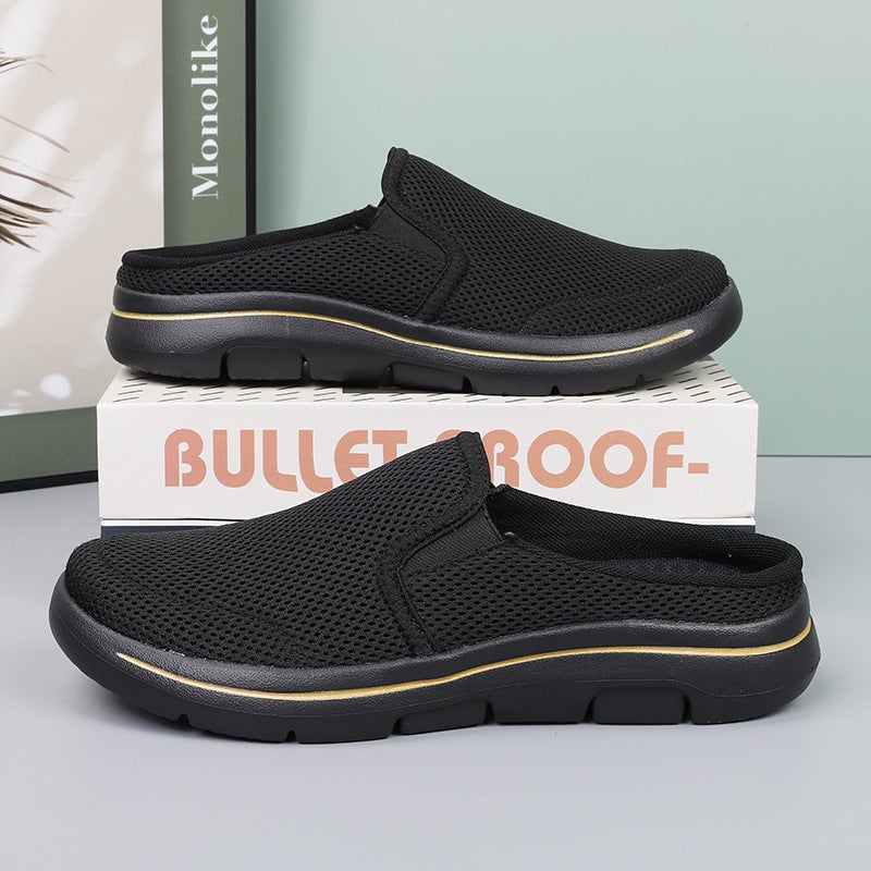 Plus Size Casual Shoes Women'S Shoes Half-Support Single-Layer Shoes Men'S Flat Slip-On Mesh Sandals With No Heel - Image 4