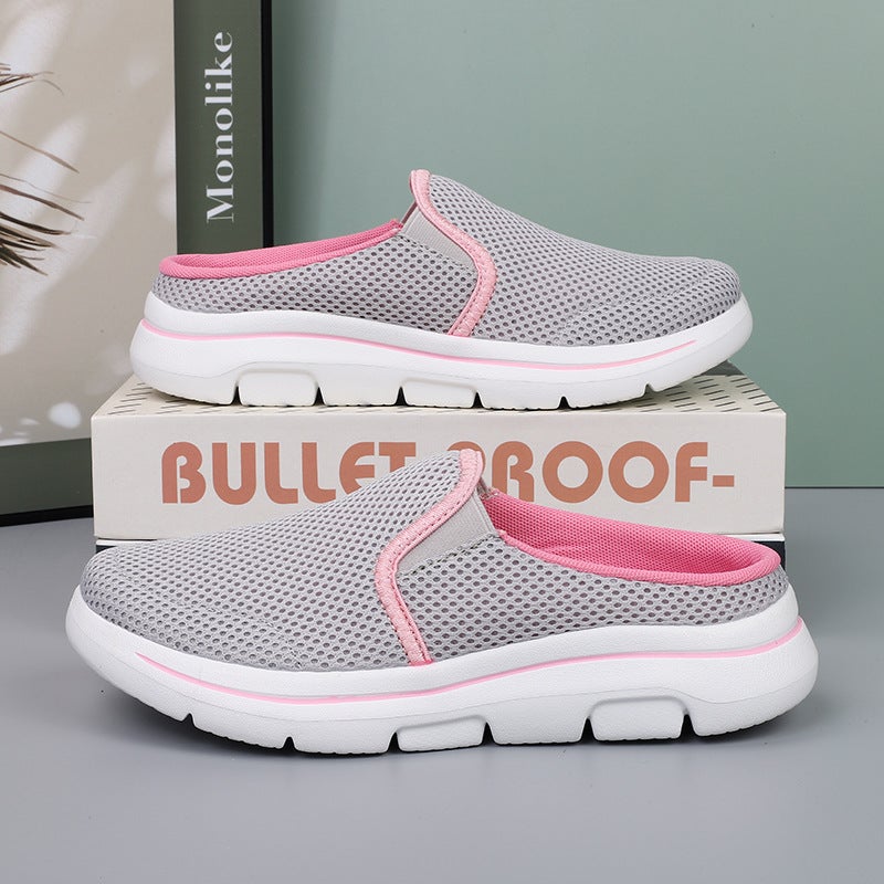 Plus Size Casual Shoes Women'S Shoes Half-Support Single-Layer Shoes Men'S Flat Slip-On Mesh Sandals With No Heel - Image 5