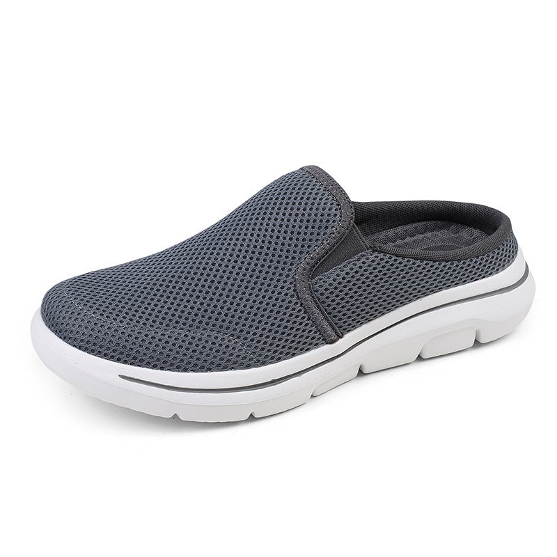 Plus Size Casual Shoes Women'S Shoes Half-Support Single-Layer Shoes Men'S Flat Slip-On Mesh Sandals With No Heel - Image 1