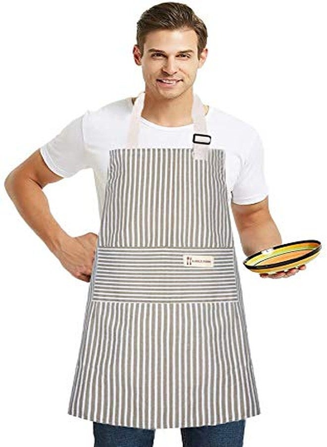 Lofekea Aprons 2 Pack Adjustable Bib Aprons with 2 Pockets Cotton Linen Cooking Kitchen Chef Apron for Women and Men - Image 5