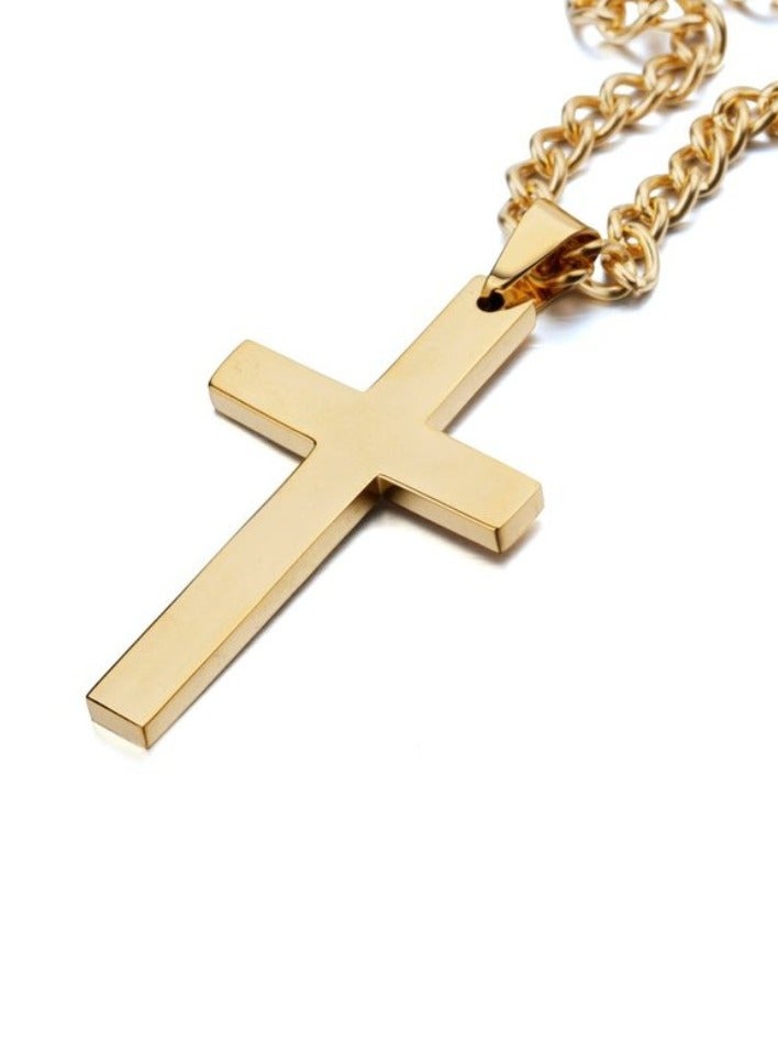 عام قلادة الصليب - قلادة صغيرة مصنوعة من الفولاذ المقاوم للصدأ باللون الذهبي مع سلسلة - مجوهرات بسيطة تعبيراً عن الإيمان - Image 2