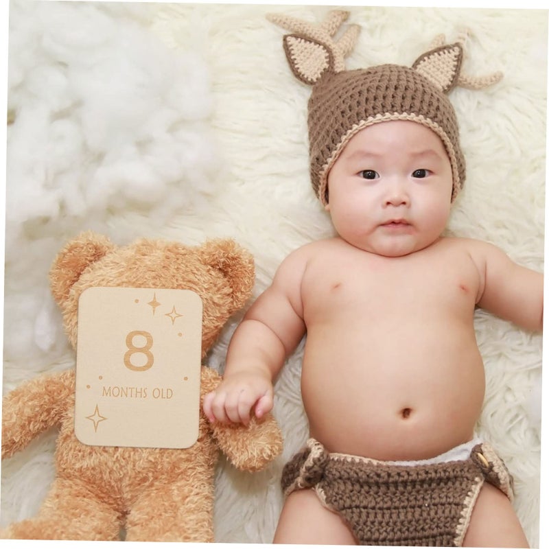 12pcs Wooden Baby Milestone Cards For Newborn Month Blanket Photography Props - Image 4