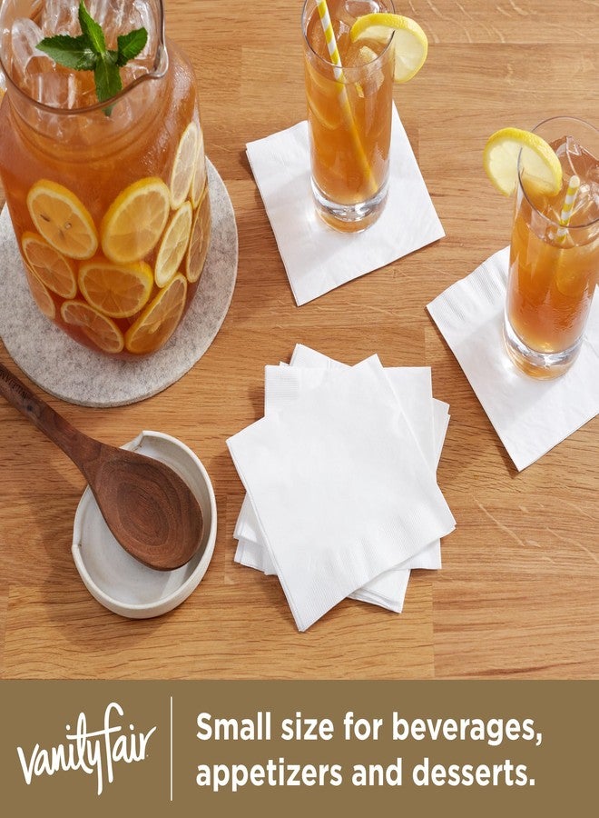 Vanity Fair Entertain Beverage Paper Napkins, White, 2-Ply, 40 Count, 4.9" x 4.9", Disposable Napkins for Entertaining - Image 2