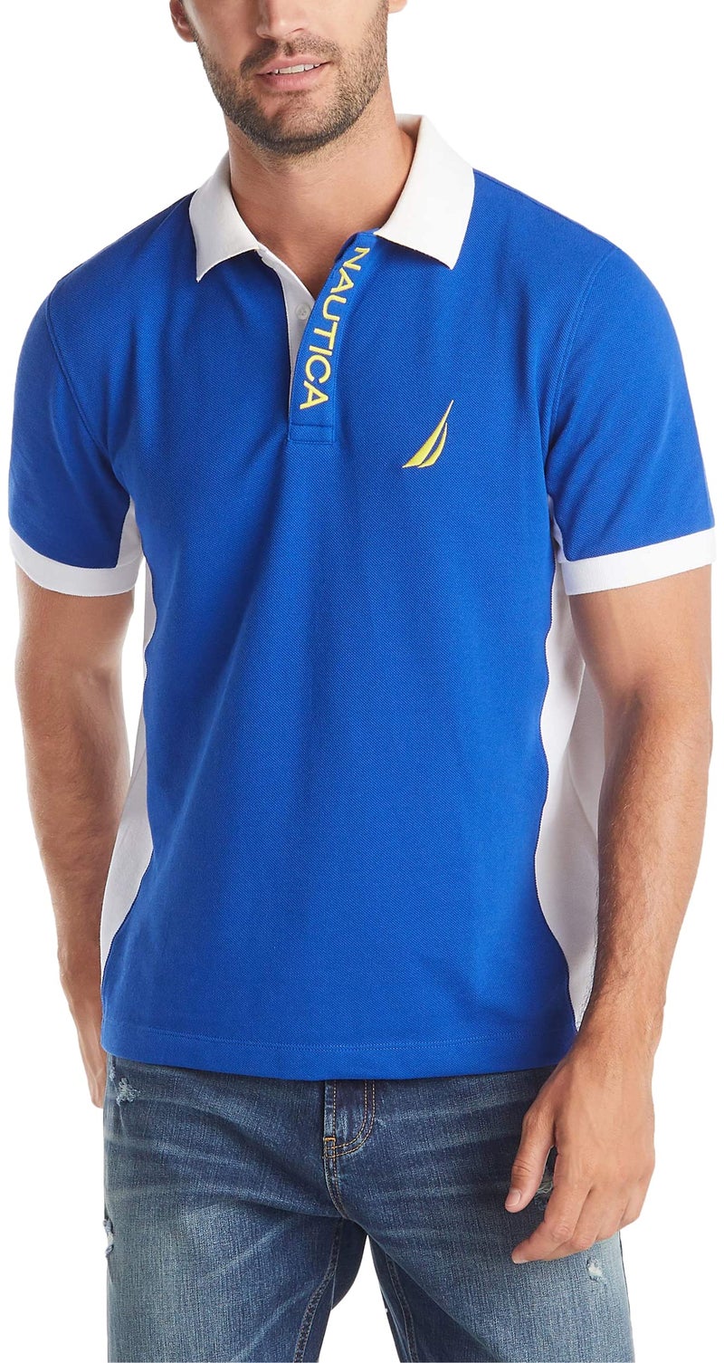 Nautica Men's Short Sleeve Color Block Performance Pique Polo Shirt Shirt, Bright Cobalt, Medium - Image 4