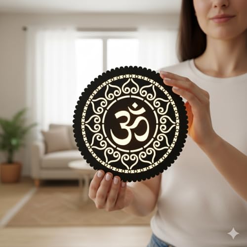 LASER ART Wooden Om LED Wall Hanging for Living Room & Temple, Bedroom, Pooja Room, Mandir, Shops, Hotel | Spiritual Mandir Wall Decor Light. - Image 5