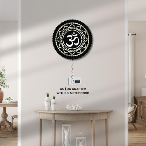 LASER ART Wooden Om LED Wall Hanging for Living Room & Temple, Bedroom, Pooja Room, Mandir, Shops, Hotel | Spiritual Mandir Wall Decor Light. - Image 2