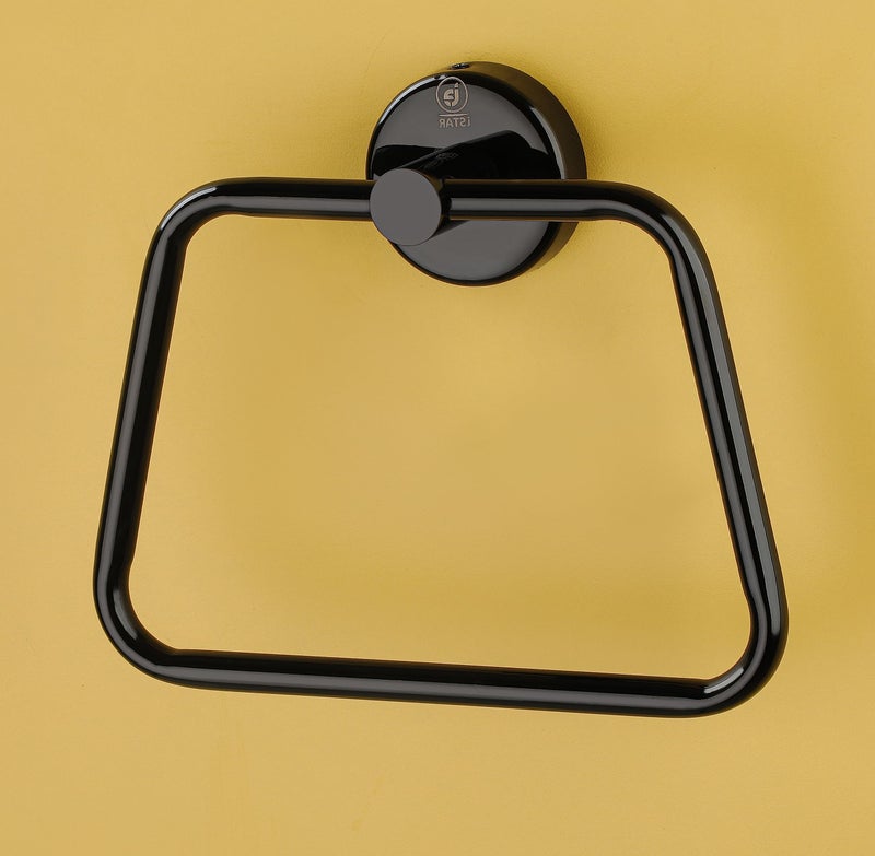 iSTAR Stainless Steel Black Finish Towel Ring/Napkin Ring/Towel Holder/Towel Hanger/Towel Holder for Washbasin and Napkin Holder Stand for Kitchen, Bathroom Square (Pack of 1) - Image 2