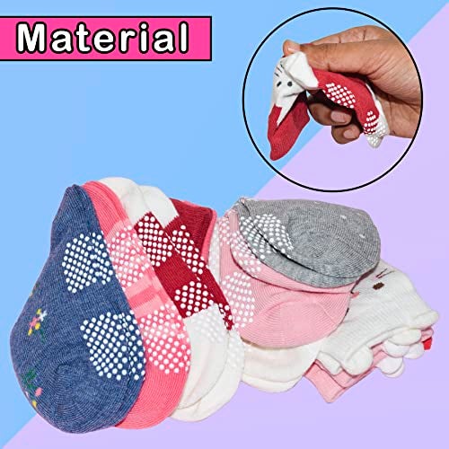 Koochie-Koo Cotton Baby Socks For Girls, Kids Socks For Baby Girls, Anti Skid Socks For Girls, Anti Slip Socks For Babies, Multicolor, 12-18 Months (Pack Of 6, Ankle Length) - Image 2
