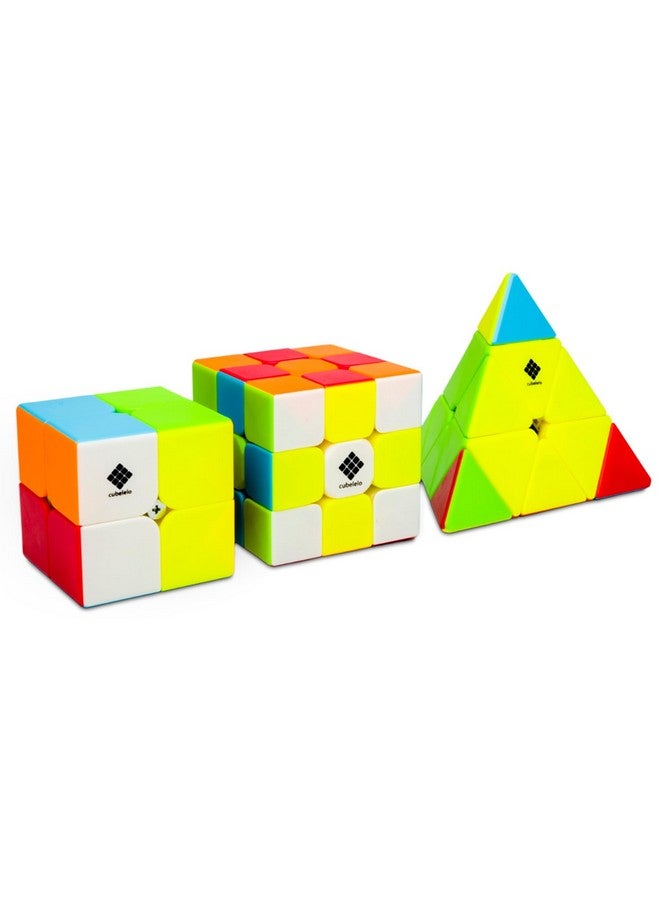 Cubelelo Drift 2X2, 3X3 & Pyraminx Cube Combo (Stickerless) | 3 In 1 Speedcube And Puzzle Combo For Kids And Adults | Magic Speedy Stress Buster Brainstorming Puzzle (Multicolor) - Image 2