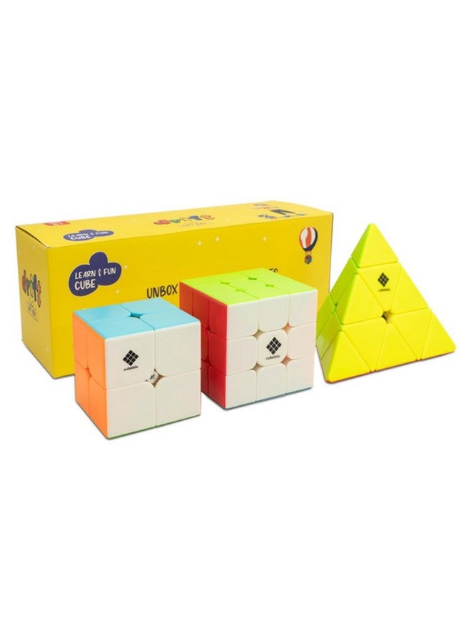 Cubelelo Drift 2X2, 3X3 & Pyraminx Cube Combo (Stickerless) | 3 In 1 Speedcube And Puzzle Combo For Kids And Adults | Magic Speedy Stress Buster Brainstorming Puzzle (Multicolor) - Image 3