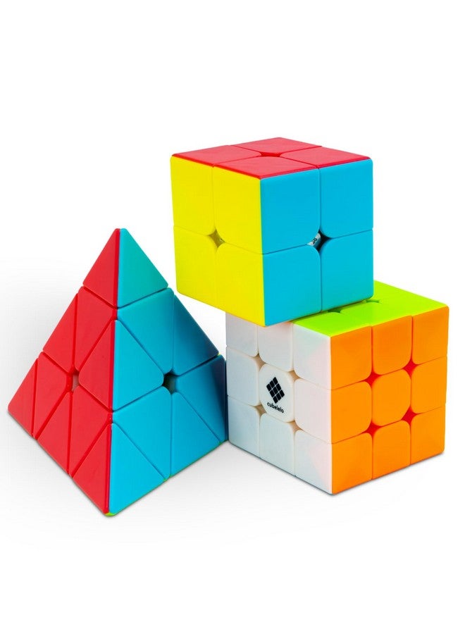 Cubelelo Drift 2X2, 3X3 & Pyraminx Cube Combo (Stickerless) | 3 In 1 Speedcube And Puzzle Combo For Kids And Adults | Magic Speedy Stress Buster Brainstorming Puzzle (Multicolor) - Image 1