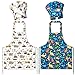 GROBRO7 4Pcs Kids Apron and Chef Hat Set Gift for Girls Boys Dinosaurs Construction Vehicles Adjustable Kitchen Cooking Child Aprons with 2 Pockets Waterproof Smocks for Baking Painting Crafting - Image 3