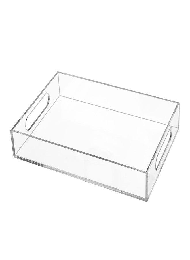 MYFULLY Clear Serving Tray | Acrylic Decorative Serving Trays with Handles - Organizer for Fruit, Yogurt, Snacks, Pasta - Food Safe, BPA Free 8" x 12" - Image 1