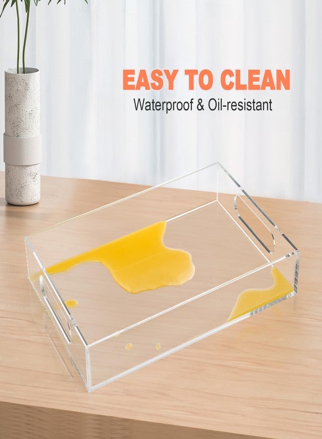 MYFULLY Clear Serving Tray | Acrylic Decorative Serving Trays with Handles - Organizer for Fruit, Yogurt, Snacks, Pasta - Food Safe, BPA Free 8" x 12" - Image 4