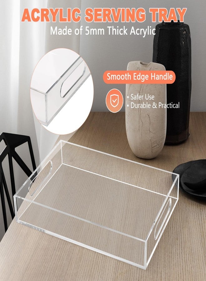 MYFULLY Clear Serving Tray | Acrylic Decorative Serving Trays with Handles - Organizer for Fruit, Yogurt, Snacks, Pasta - Food Safe, BPA Free 8" x 12" - Image 3